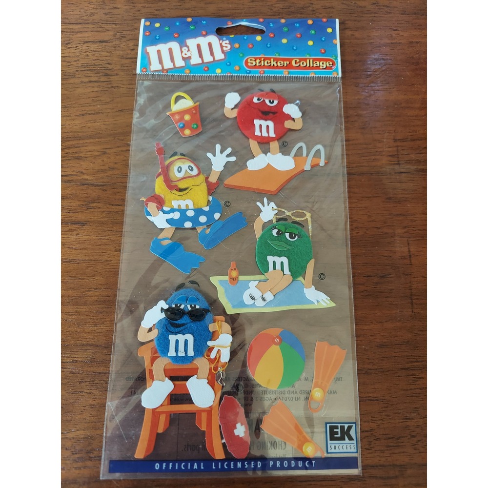M&Ms Candy Characters Summer Beach Sticker Collage Scrapbook Craft‎